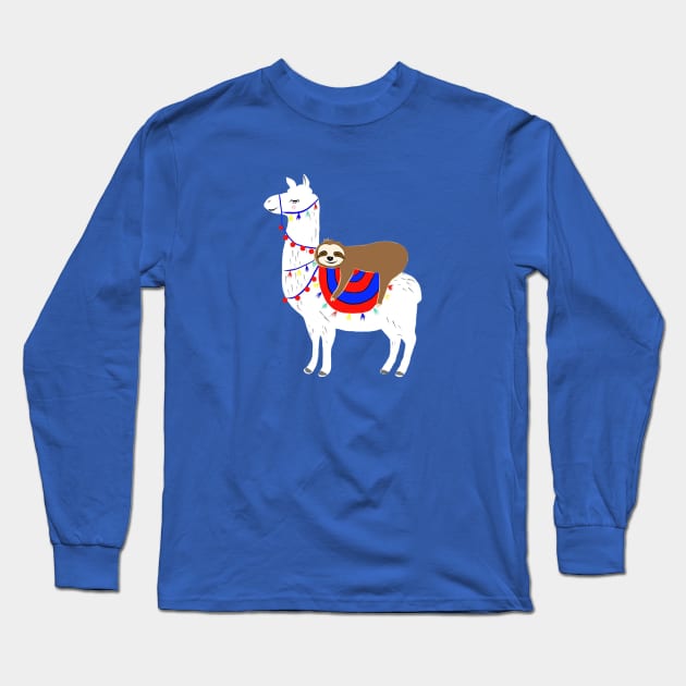 Llama & Sloth Phriends Long Sleeve T-Shirt by Sandy Mitsuko Art